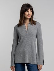 Polo Tunic Cashmere Sweater - Gray