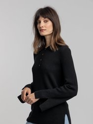 Polo Tunic Cashmere Sweater - Black