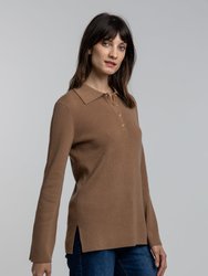 Polo Tunic Cashmere Sweater - Camel