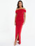 Bardot Evening Dress - Red - Red
