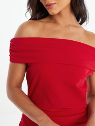Bardot Evening Dress - Red