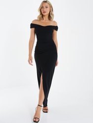 Bardot High Slit Maxi Dress - Black