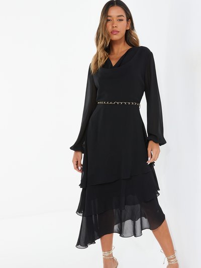 Quiz Black Long Sleeve Chain Belt Midi Dress product