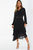 Black Long Sleeve Chain Belt Midi Dress - Black