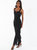 Black Mesh Notch Neck Maxi Dress