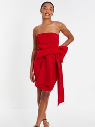 Bow Detail Bodycon Dress - Red