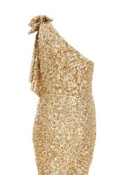 Bow One-Shoulder Sequin Bodycon Dress