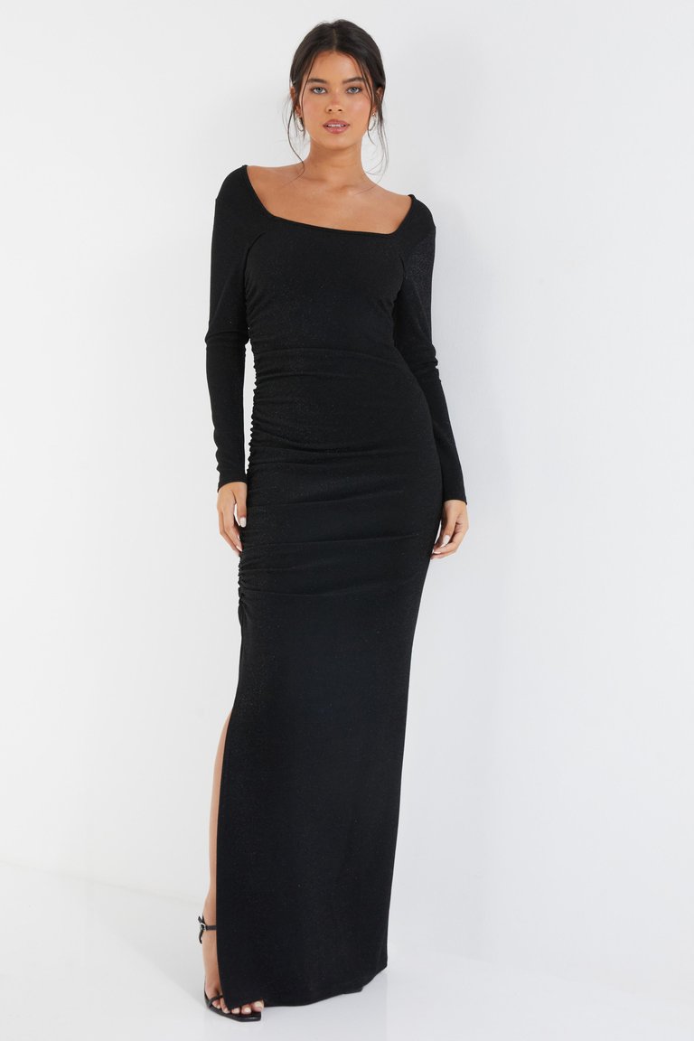 Brillo Long Sleeve Maxi Dress - Black