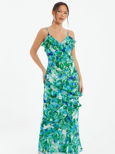 Quiz Chiffon Floral Frill Maxi Dress product