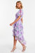 Chiffon Floral Tiered Dip Hem Dress