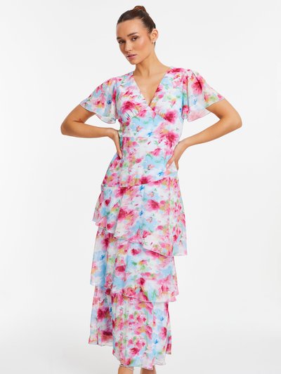 Quiz Chiffon Floral V-Neck Frill Maxi Dress product