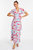 Chiffon Floral V-Neck Frill Maxi Dress - Multi