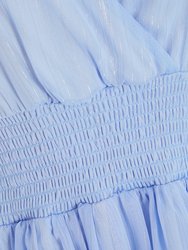 Chiffon Glitter Tier Layer Midi Dress - BLUE