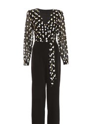 Chiffon Gold & White Polka Dot Jumpsuit