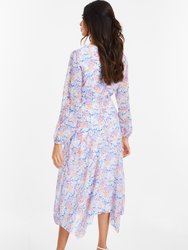 Chiffon Jacquard Wrap Long Sleeve Maxi Dress