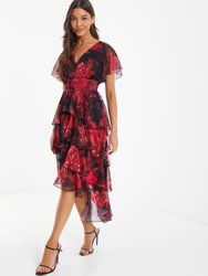 Chiffon Lurex Tiered Dress