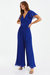 Chiffon Pleated Palazzo Frill Sleeve Jumpsuit