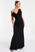 Chiffon & Scuba Crepe Cowl Neck Maxi Dress