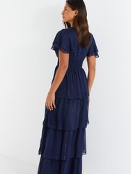 Chiffon Wrap Tiered Maxi Dress