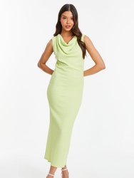 Cowl Neck Midi Dress - Green