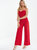 Cowl Neck Palazzo Jumpsuit - Red - Red
