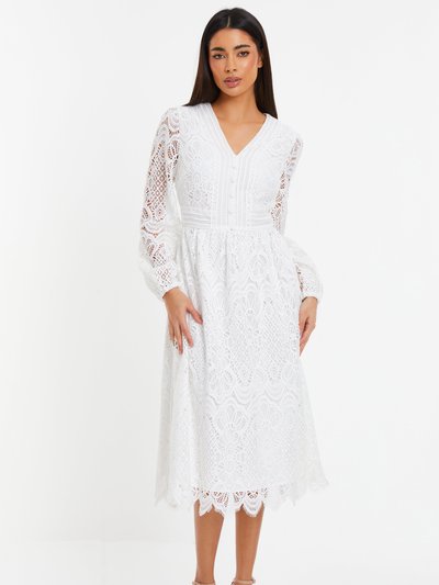 Quiz Crochet Lace Long Sleeve Midi Dress product