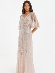 Embellished Sequin Evening Dress
