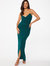 Embellished Strap Wrap Maxi Dress - Green