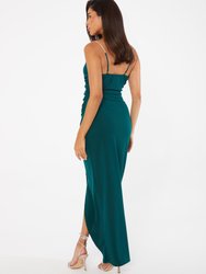 Embellished Strap Wrap Maxi Dress