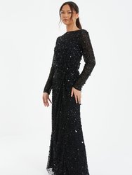 Embellished Twist Detail Evening Dress