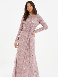 Embellished Twist Detail Evening Dress