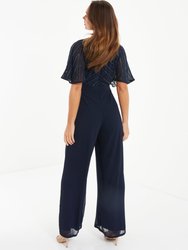 Embellished Wrap Between Palazzo Jumpsuit