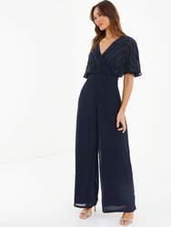 Embellished Wrap Between Palazzo Jumpsuit