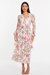 Floral Chiffon Jacquard Button Detail Dress - Neutral