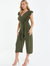 Frill Detail Culotte Jumpsuit - Khaki