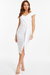 Jacquard Midi Bardot Wrap Dress - White