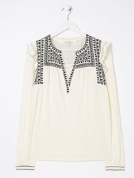 Martha Embroidered Top - Ivory