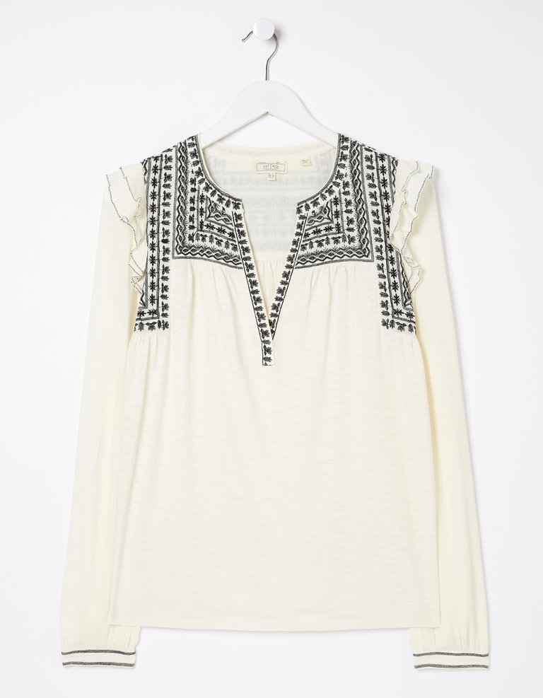 Martha Embroidered Top - Ivory