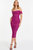 Mesh Bardot Ruched Midi Dress - Purple