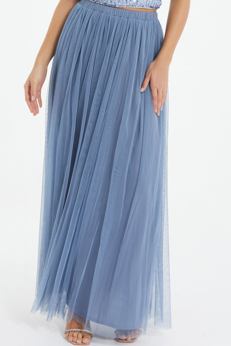 Mesh Maxi Skirt - Blue