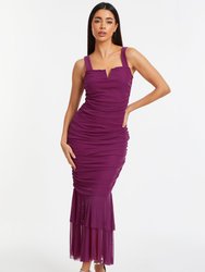 Mesh Midi Dress - Purple