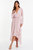 Metallic Chiffon Long Sleeve Wrap Midi Dress - Pink