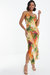 Multi Color Marble Printed Midi Dress - Multicolor