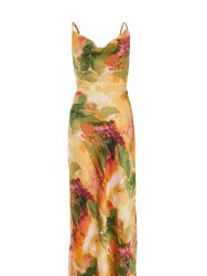 Multi Color Marble Printed Midi Dress