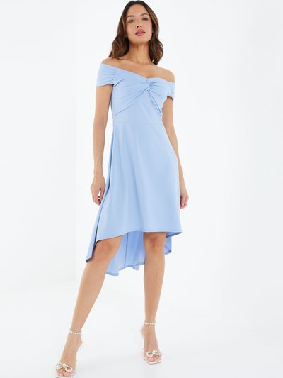 Quiz Off The Shoulder Knot Front A-Line Dress - Pale Blue product