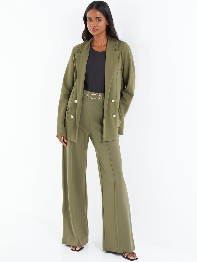 Olive Green Relaxed 4 Button Blazer - Green