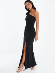 One-Shoulder Bow Detail Maxi Dress