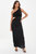 One-Shoulder Cut Out Waist Pleated Maxi Dress - Black