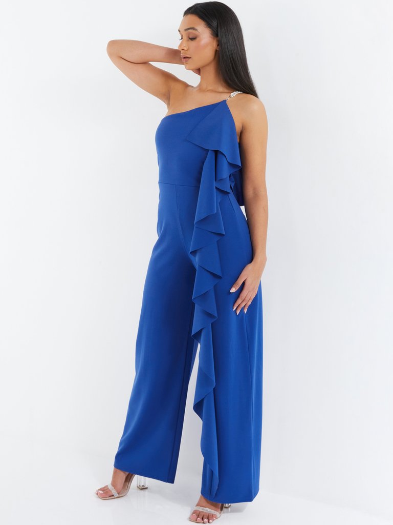 One-Shoulder Frill Palazzo Jumpsuit