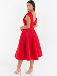 One-Shoulder Scuba Skater Dress